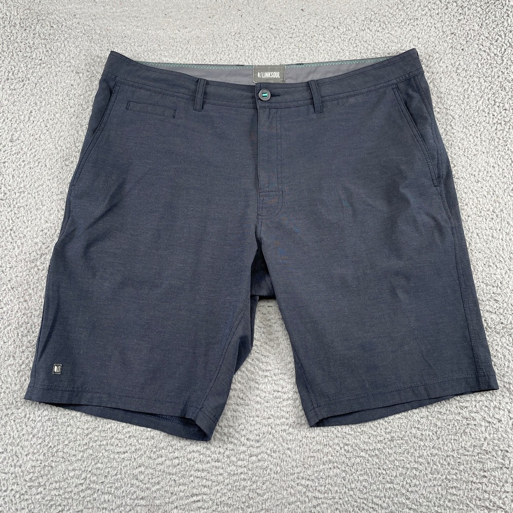 Linksoul Shorts Mens 38 Blue Boardwalker Golf Performance Stretch Recycled Blend
